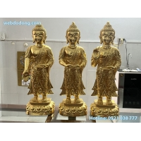 Bộ tượng bằng đồng dát vàng 24k tây phương tam thánh