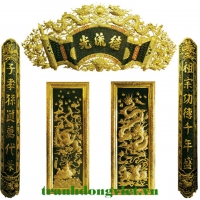 Bộ cuốn thư câu đối Đức Lưu Quang bằng đồng chữ hán, đồ thờ cúng 
